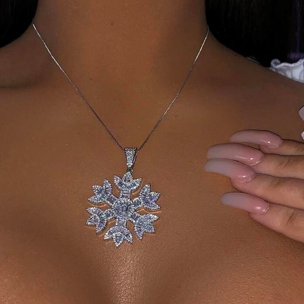 Snowflake Necklace 20 Inch Snowflakenecklace Icynecklace B 4 A 0